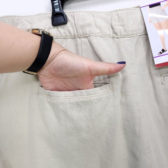Joie Shorts Pleated Linen Blend Womens XL Beige High Waisted Pockets New - Picture 5 of 16